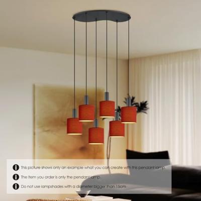 Metaal kroonluchter - Industrie hanglamp - Zwart - Met 6 pcs lampvoeten - Ontworpen voor Eetkamer en Slaapkamer - 60 x 25.8 x 117.5cm - set met E27 Lamphouder - voor Lampenkap met Doorsnede max 15cm - Gloeilamp Niet Inbegrepen - thumbnail
