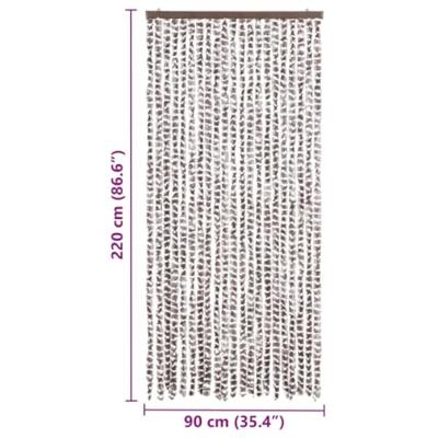 Vliegengordijn 90x220 cm chenille taupe en wit Vliegengordijn 90x220 cm chenille taupe en wit
