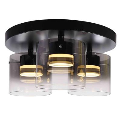 Highlight 3-lichts plafondlampSalerno zwart met smoke glas - P6428.01