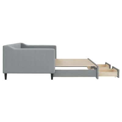 Slaapbank met onderschuifbed en lades 90x200 cm stof lichtgrijs