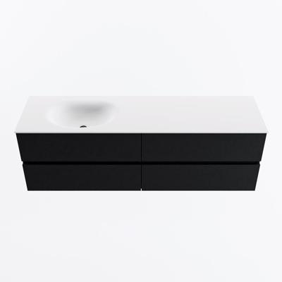 MONDIAZ VICA 160cm badmeubel onderkast Urban 4 lades. Wastafel MOON links 1 kraangat, kleur Talc.