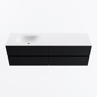 MONDIAZ VICA 160cm badmeubel onderkast Urban 4 lades. Wastafel MOON links 1 kraangat, kleur Talc. - thumbnail