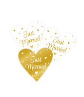 Decoratie Borden &apos;Just Married&apos; wit/goud - thumbnail