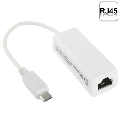 Micro USB 2.0 Ethernet Adapter voor Tablet PC / Android TV Kabel lengte: 20 cm wit