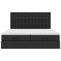 Ottoman bed met matrassen 160x200cm kunstleer zwart - thumbnail