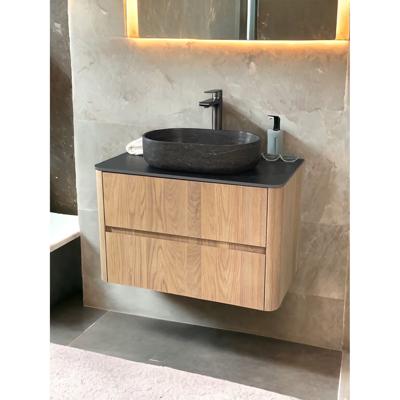 Badmeubel Casajoy Bold Onderkast 80 cm 2 Lades Eiken Met Topblad Donkergrijs Casajoy