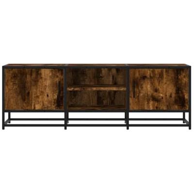 Tv-meubel 120x35x41 cm bewerkt hout metaal gerookt eikenkleurig