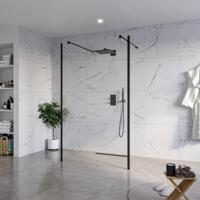 Fortifura Galeria Vrijstaande Inloopdouche - 120x200cm - Helder - antikalk - 8mm veiligheidsglas - 2 zijwanden 40cm - wandsteunen en hoekprofielen - Zwart mat SW927767 2x/SW797917/SW797911 2x/SW358025 2x - thumbnail