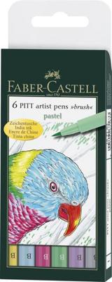 Faber Castell Tekenstift Pitt Artist Pen Brush - etui 6 stuks - pastel