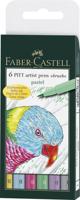 Faber Castell Tekenstift Pitt Artist Pen Brush - etui 6 stuks - pastel - thumbnail