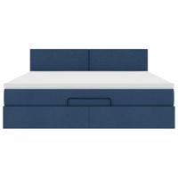 Ottoman bed met matras en LED's 160x200cm stof blauw - thumbnail