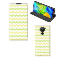 Xiaomi Redmi Note 9 Hoesje met Magneet Waves Yellow - thumbnail