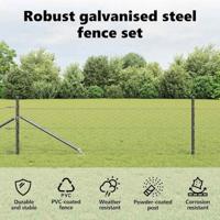 VidaXL Afrasteringspaal grijs 10 x 0,5 m (50 mm gaas) staal en pvc - thumbnail