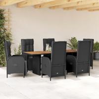 7-delige Tuinset met kussens poly rattan zwart - thumbnail