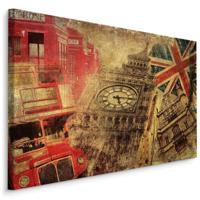 Schilderij - Iconen van Londen in Vintage Stijl, Premium Print - thumbnail