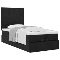 Ottoman bed met matras 160x200cm stof zwart - thumbnail