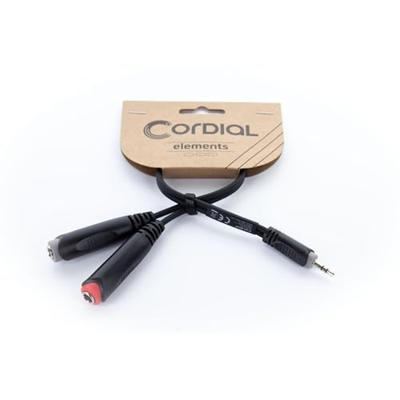 Cordial 14892 Jackplug Audio Y-adapter [1x Jackplug male 3,5 mm - 2x Jackplug female 6,3 mm (mono)] 0.30 m Zwart PVC-mantel, Tweelingkabel