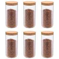 VidaXL Opbergpotten met kurken deksel 6 st 1400 ml glas - thumbnail