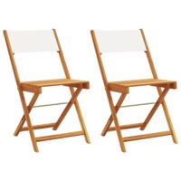 Bistrostoelen 2 st massief acaciahout en stof crmewit - thumbnail
