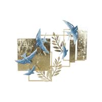 Wanddecoratie DKD Home Decor Blauw Gouden Vogel 84,5 x 8,3 x 72,4 cm - thumbnail