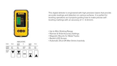 DeWALT DE0892 Waterbestendige digitale laserdetector met klem voor rode lasers - thumbnail