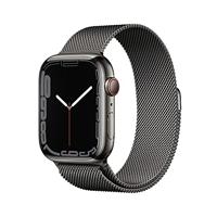 Apple Watch Series 7 (GPS + Cellular, 45mm) smartwatch - kast van grafietkleurig roestvrij staal - Grafietkleurig Milanees bandje. Conditie bijhouden, Saturatie-app en Ecg-app, waterbestendig - thumbnail