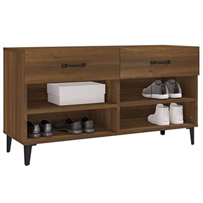 Schoenenkast 102x35x55 cm bewerkt hout bruineikenkleurig Schoenenkast 102x35x55 cm bewerkt hout bruineikenkleurig
