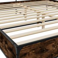 Bedframe bewerkt hout metaal gerookt eikenkleurig 180x200 cm - thumbnail