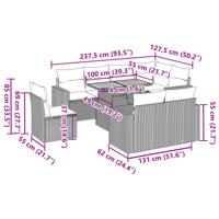 9-delige Loungeset met kussens poly rattan zwart - thumbnail