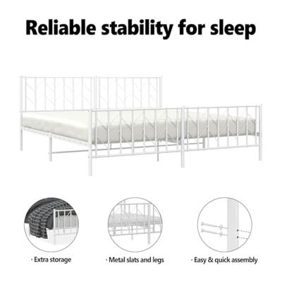 Bedframe met hoofd- en voeteneindemetaal wit 193x203 cm