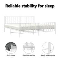 Bedframe met hoofd- en voeteneindemetaal wit 193x203 cm - thumbnail