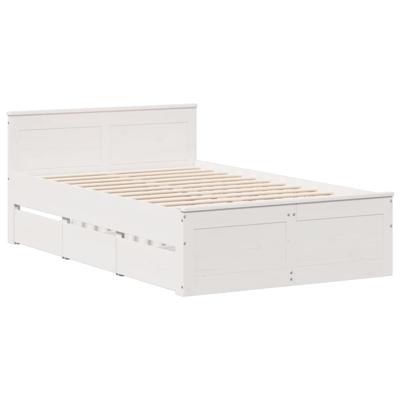 Bedframe zonder matras met hoofdbord grenenhout wit 140x200 cm