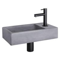 Differnz Force fonteinset - 40x22x8cm - Rechthoek - 1 kraangat - Recht matte zwarte kraan - Beton Grijs 38.400.61 - thumbnail