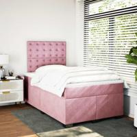 vidaXL Boxspring met matras fluweel roze 120x190 cm, boxspring, ledikant, bedframe, bed, boxspring bed, bedbodem, seniorenbed, senioren bed - thumbnail