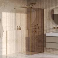 BRAUER Oblivion inloopdouche brons glas 90x200 met zijwand 30 incl. glascoating PVD goud geborsteld - thumbnail