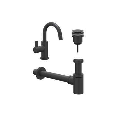 IVY Fonteinset - opbouw - draaibare uitloop - always open plug - Mat zwart PED 6901442 IVY Fonteinset - opbouw - draaibare uitloop - always open plug - Mat zwart PED 6901442