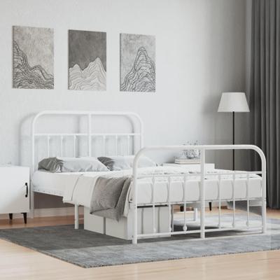 Bedframe met hoofd- en voeteneinde metaal wit 120 x 190 cm Bedframe met hoofd- en voeteneinde metaal wit 120 x 190 cm
