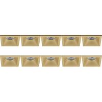 Spot Armatuur 10 Pack - Pragmi Pollon Pro - GU10 Inbouwspot - Vierkant - Goud - Aluminium - Verdiept - 82mm - thumbnail
