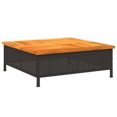 Parasolvoetbedekking 70x70x25 cm poly rattan acaciahout zwart - thumbnail