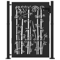 Tuinpoort, Tuinpoort 105x75 cm Cortenstaal Bamboe Ontwerp Zwart - thumbnail