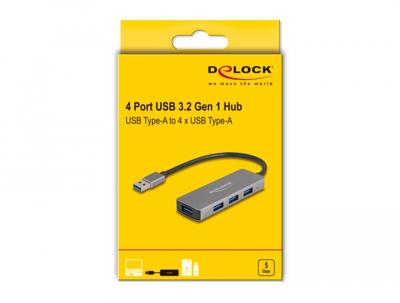 Delock 63171 4-poorts USB 5 Gbps hub met USB Type-A-connector - USB Type-A-poorten aan de zijkant