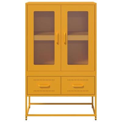 Hoge kast 68x39x111,5 cm staal mosterdgeel