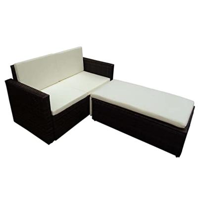 VidaXL 2-delige loungeset met kussens poly rattan bruin