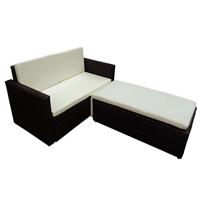 VidaXL 2-delige loungeset met kussens poly rattan bruin - thumbnail
