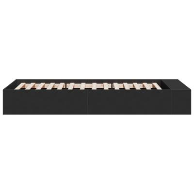 Bedframe bewerkt hout zwart 135x190 cm - thumbnail