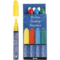 Poster Hobby Marker, lijndikte 3 mm, blauw, groen, rood, geel, 4 stuk/ 1 doos - thumbnail