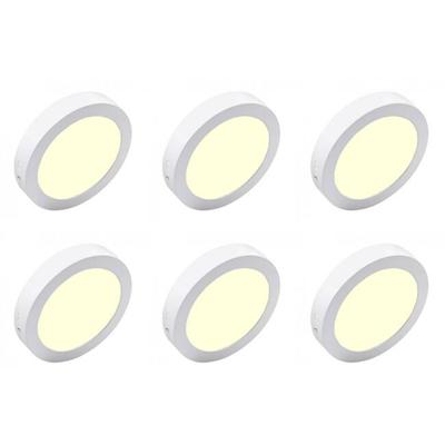 LED Downlight 6-pack - Rond 18W - Warm Wit 3000K - Ø225mm - Mat Wit
