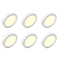 LED Downlight 6-pack - Rond 18W - Warm Wit 3000K - Ø225mm - Mat Wit - thumbnail
