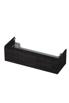 INK - Onderkast 1 Lade Greeploos met Houten Keerlijst - 1200x450x350 Mm - Houtskool Eiken