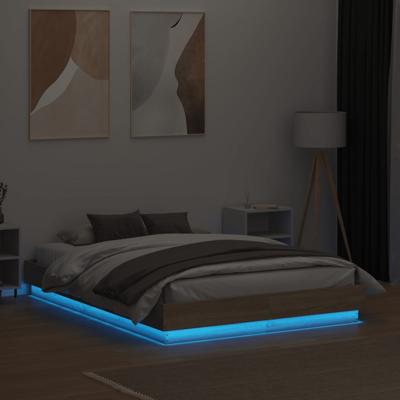 Bedframe met LED-verlichting sonoma eikenkleurig 150x200 cm